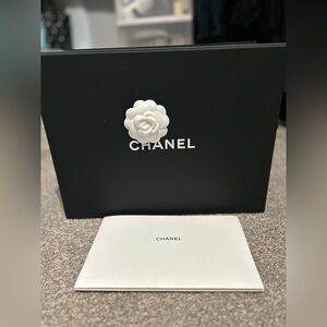 Chanel large empty magnetic purse box w booklet and dust cloth
